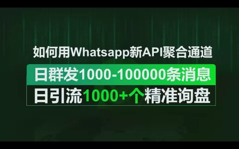如何用WhatsApp新API聚合通道每日群发1000-100000条消息做到每日引流1000+个出海业务精准询盘