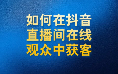 如何在抖音直播间在线观众中获客