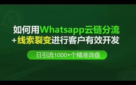 如何用WhatsApp云链分流+线索裂变进行客户有效开发做到每日引流1000+个出海业务精准询盘