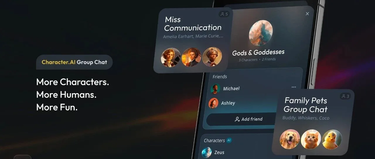 Character.AI 上线GroupChat，让1800万个机器人加入人类群聊