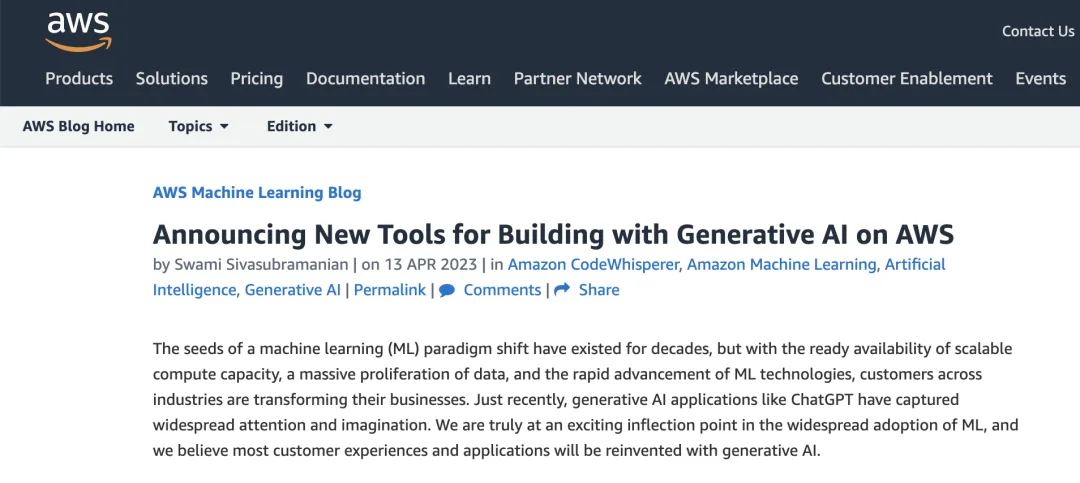 亚马逊AIGC全家桶推出！迎战微软谷歌，云巨头们杀疯了