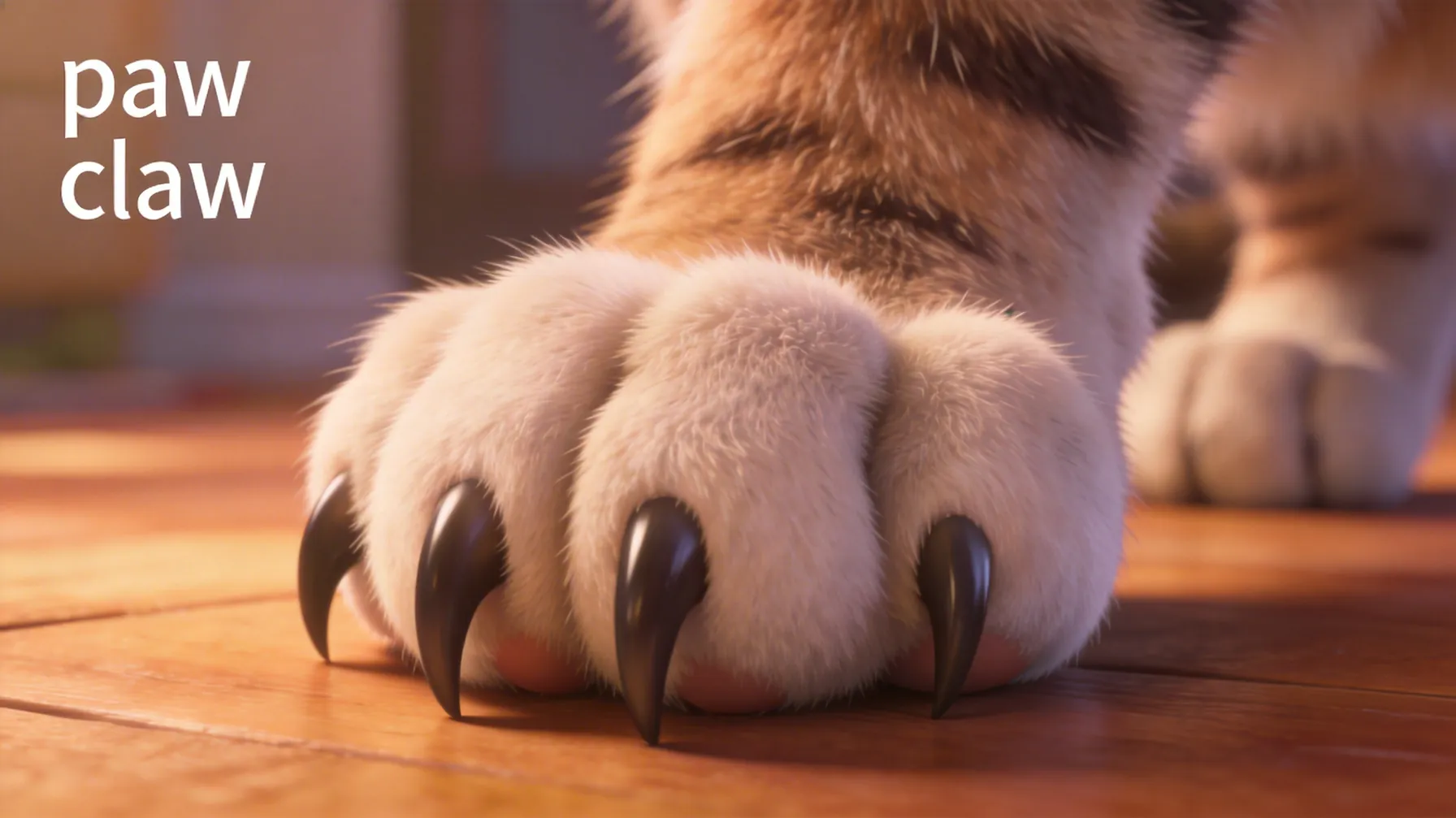 猫的paw与claw特写对比
