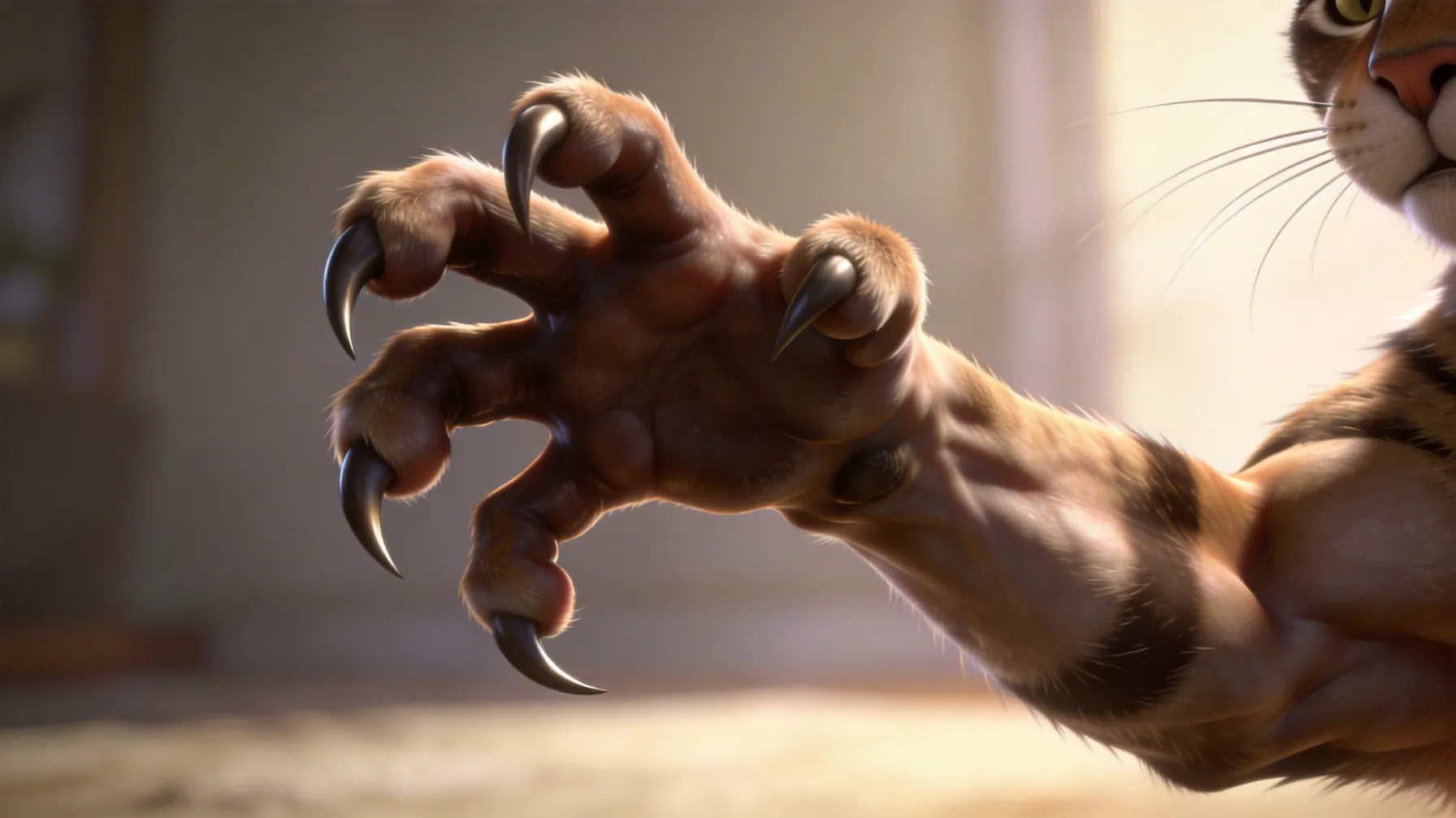 猫的锋利爪子特写