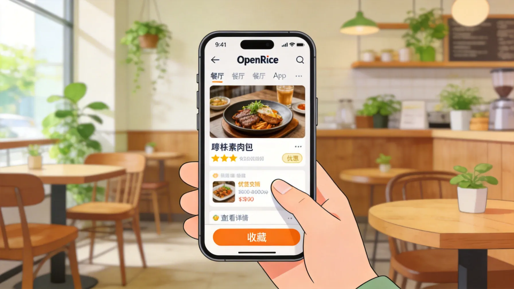 OpenRice App餐厅搜索和收藏功能展示